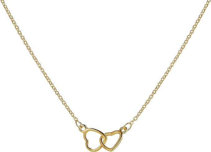 Collar de doble anillo de corazón oro │Lunara Jewels™️