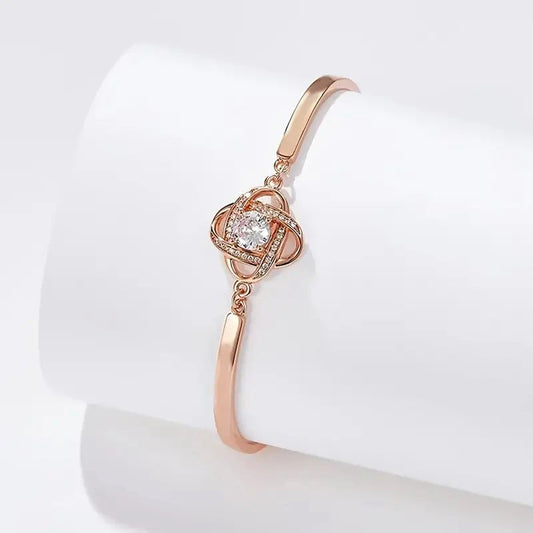 Pulsera trebol de cuatro hojas oro rosado │Lunara Jewels™️