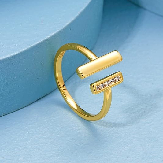 Anillo doble barra oro │Lunara Jewels™️