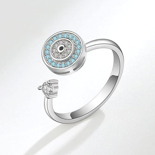 Anillo de ansiedad giratorios con circonita cúbica azul turco │Lunara Jewels™️
