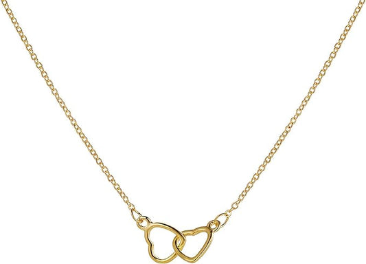 Collar de doble anillo de corazón oro │Lunara Jewels™️