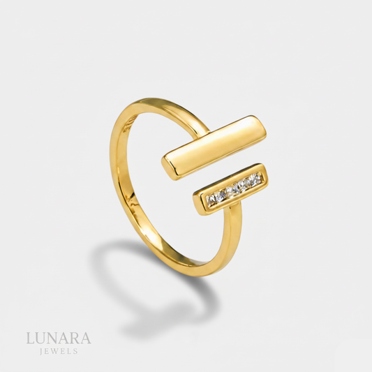 Anillo doble barra oro │Lunara Jewels™️